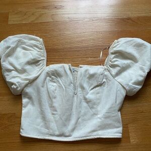 Blashe Puff Sleeve Cream Crop Top